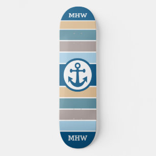 Nautical Stripes Custom monogram skateboards