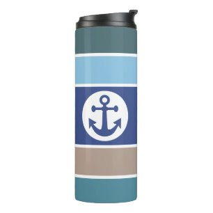 Nautical Stripes custom monogram tumbler Thermosbeker