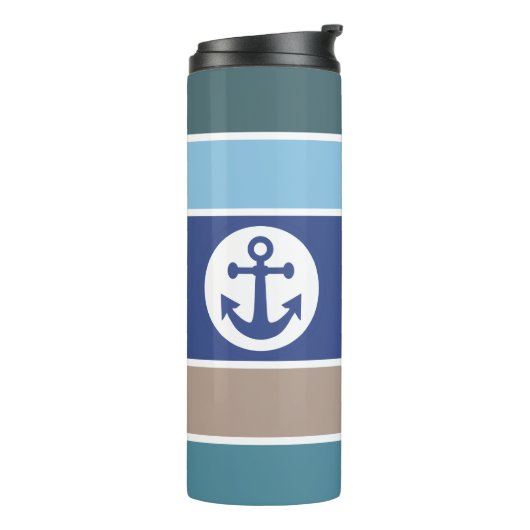 Nautical Stripes custom monogram tumbler Thermosbeker (Gedraaid links)