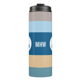 Nautical Stripes custom monogram tumbler Thermosbeker