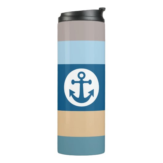 Nautical Stripes custom monogram tumbler Thermosbeker (Gedraaid links)