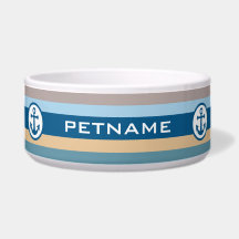 Nautical Stripes custom pet bowls