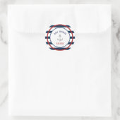 Nautical Stripes en Anker Baby shower Ronde Sticker (Tas)