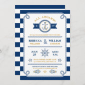 Nautical Stripes Engagement Party Kaart (Voorkant / Achterkant)