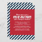Nautical Stripes Fourth of Juli Party Invitation Kaart (Voorkant / Achterkant)