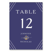 Nautical Stripes Gold Anchor Navy Blue Wedding Kaart (Voorkant)