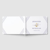 Nautical Stripes Gold Anchor Wedding Gastenboek (Volledig)