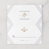 Nautical Stripes Gold Anchor Wedding Plaatskaartje (Buitenkant ongevouwen)