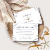 Nautical Stripes Gold Wedding Accommodal Detail Informatiekaartje