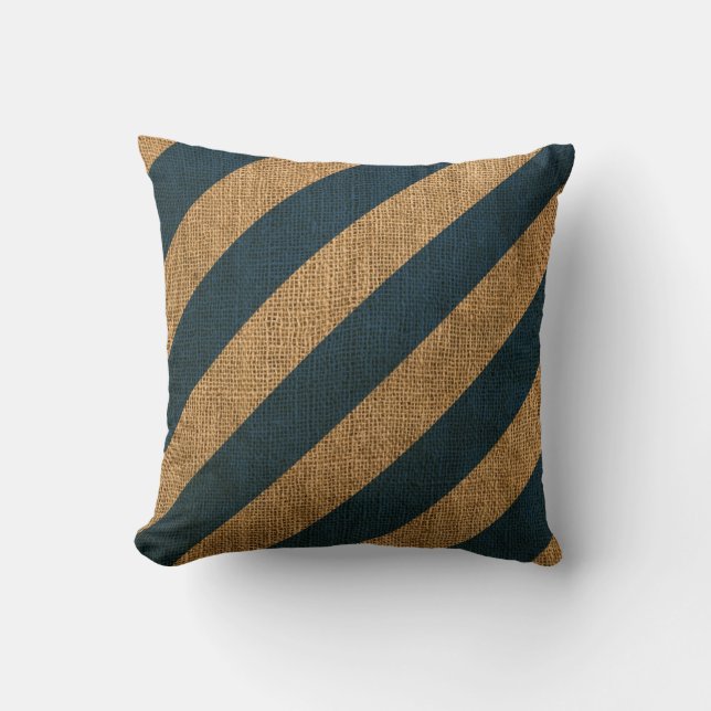 Nautical Stripes in Deep Zee Blue Kussen (Voorkant)