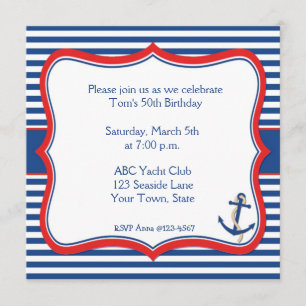 Nautical Stripes Invitation Kaart