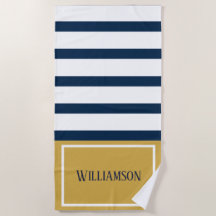 Nautical Stripes Navy and Gold Custom Name