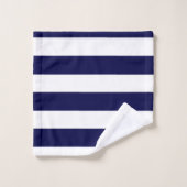 Nautical Stripes Navy Blauw en Wit Bad Handdoek (Wasdoekje)