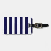 Nautical Stripes Navy Blauw en Wit Bagagelabel (Voorkant horizontaal)