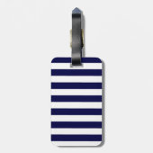 Nautical Stripes Navy Blauw en Wit Bagagelabel (Achterkant verticaal)