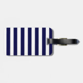 Nautical Stripes Navy Blauw en Wit Bagagelabel (Achterkant horizontaal)