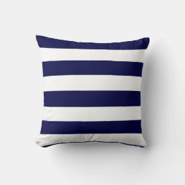 Nautical Stripes Navy Blauw en Wit Kussen