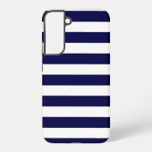 Nautical Stripes Navy Blauw en Wit Samsung Galaxy Hoesje (Achterkant)