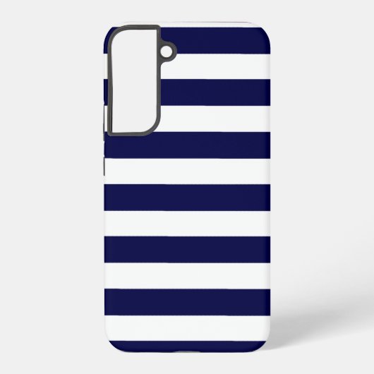 Nautical Stripes Navy Blauw en Wit Samsung Galaxy Hoesje (Achterkant)