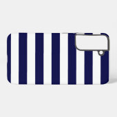Nautical Stripes Navy Blauw en Wit Samsung Galaxy Hoesje (Achterkant horizontaal)