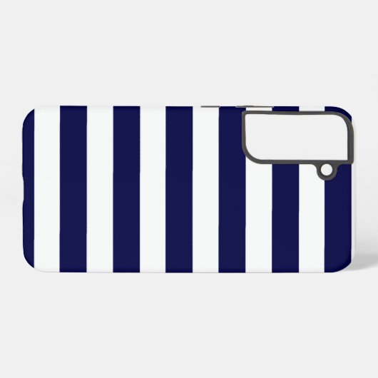 Nautical Stripes Navy Blauw en Wit Samsung Galaxy Hoesje (Achterkant horizontaal)