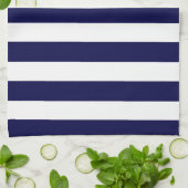 Nautical Stripes Navy Blauw en Wit Theedoek (Gevouwen)