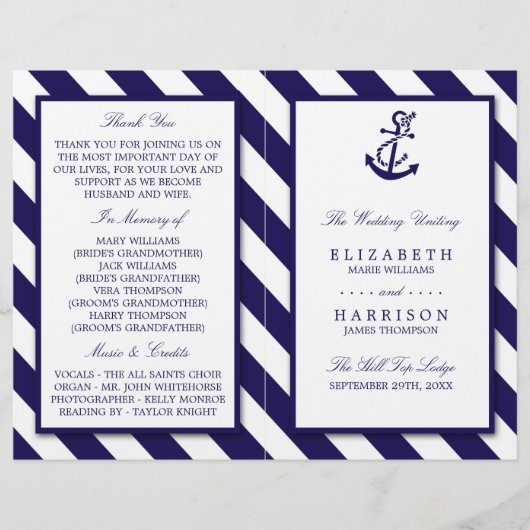 Nautical Stripes & Navy Blue Anchor Wedding (Voorkant)
