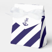 Nautical Stripes & Navy Blue Anchor Wedding Bedankdoosjes (Voorkant Zijde)
