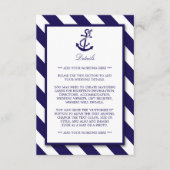Nautical Stripes & Navy Blue Anchor Wedding Detail Informatiekaartje (Voorkant)