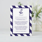 Nautical Stripes & Navy Blue Anchor Wedding Detail Informatiekaartje (Staand voorkant)