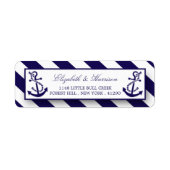 Nautical Stripes & Navy Blue Anchor Wedding Etiket (Voorkant)