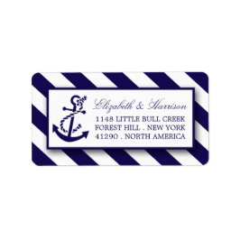 Nautical Stripes & Navy Blue Anchor Wedding Etiket