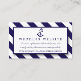 Nautical Stripes & Navy Blue Anchor Wedding Informatiekaartje