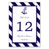 Nautical Stripes & Navy Blue Anchor Wedding Kaart (Achterkant)