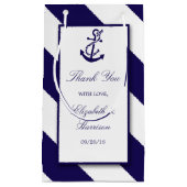 Nautical Stripes & Navy Blue Anchor Wedding Klein Cadeauzakje (Voorkant)