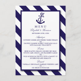 Nautical Stripes & Navy Blue Anchor Wedding Menu