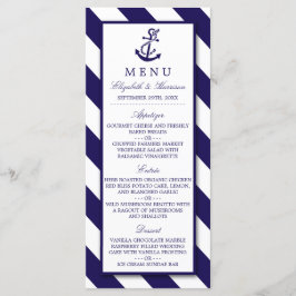 Nautical Stripes & Navy Blue Anchor Wedding Menu