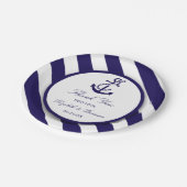 Nautical Stripes & Navy Blue Anchor Wedding Papieren Bordje (Gekanteld)