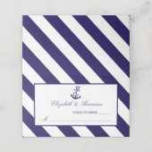 Nautical Stripes & Navy Blue Anchor Wedding Plaatskaartje (Buitenkant ongevouwen)