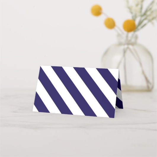 Nautical Stripes & Navy Blue Anchor Wedding Plaatskaartje (Achterkant)