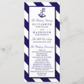 Nautical Stripes & Navy Blue Anchor Wedding Programmakaart (Voorkant)