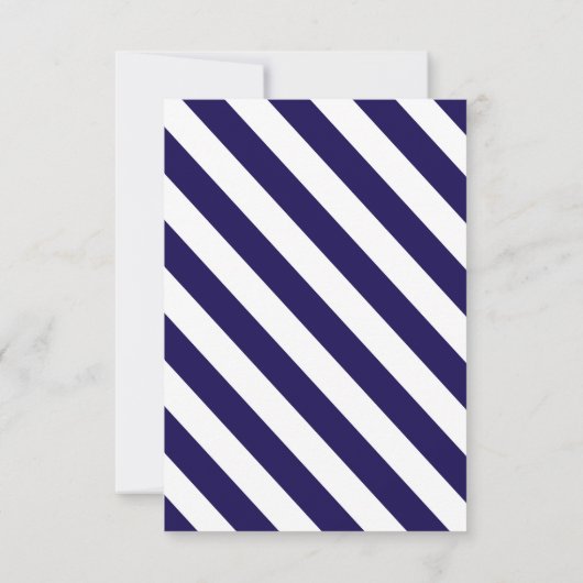 Nautical Stripes & Navy Blue Anchor Wedding RSVP Kaartje (Achterkant)