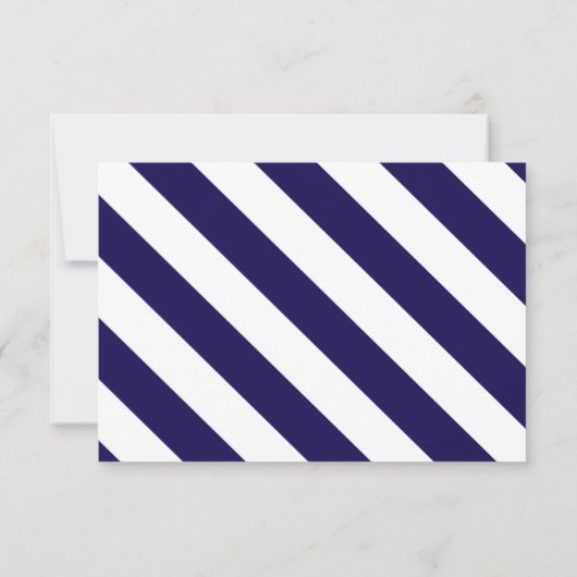 Nautical Stripes & Navy Blue Anchor Wedding RSVP Kaartje (Achterkant)