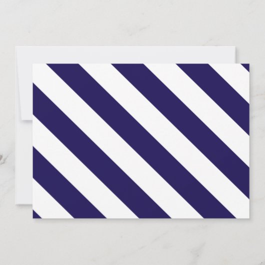 Nautical Stripes & Navy Blue Anchor Wedding Save The Date (Achterkant)