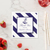 Nautical Stripes & Navy Blue Anchor Wedding Servet (Insitu)