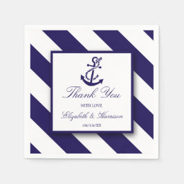 Nautical Stripes & Navy Blue Anchor Wedding Servet