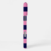 Nautical Stripes Navy Blue and Pink iPhone Hoesje (Rechterkant)