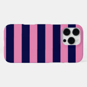 Nautical Stripes Navy Blue and Pink iPhone Hoesje (Achterkant horizontaal)