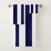 Nautical Stripes Navy Blue and White  Bad Handdoek (Insitu)