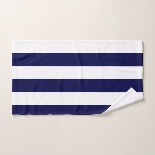 Nautical Stripes Navy Blue and White  Bad Handdoek (Handdoek)